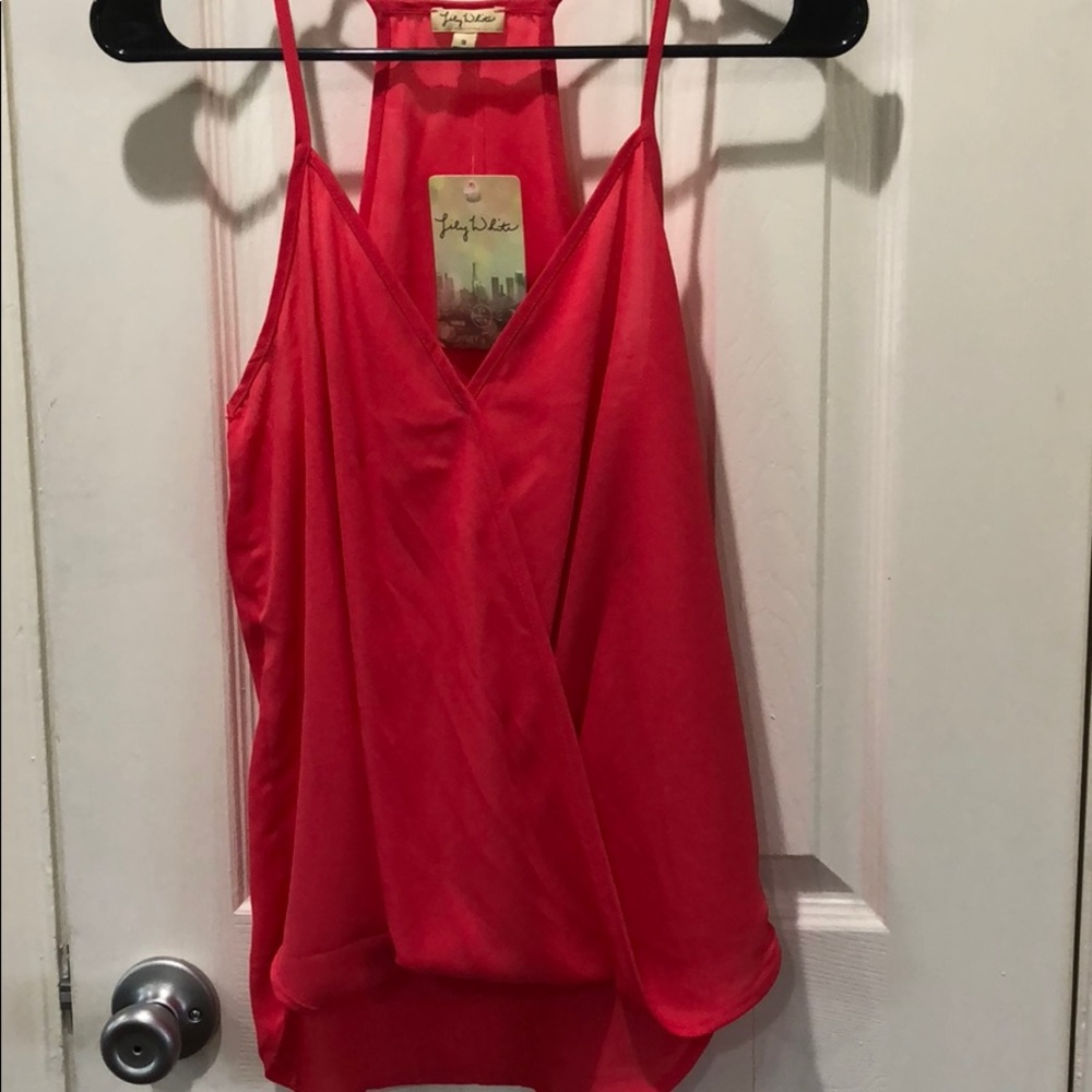 Bright pink/coral tank top blouse
